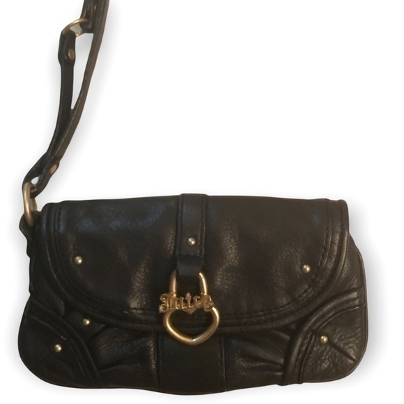 Juicy couture black leather wristlet bag - Picture 1 of 6